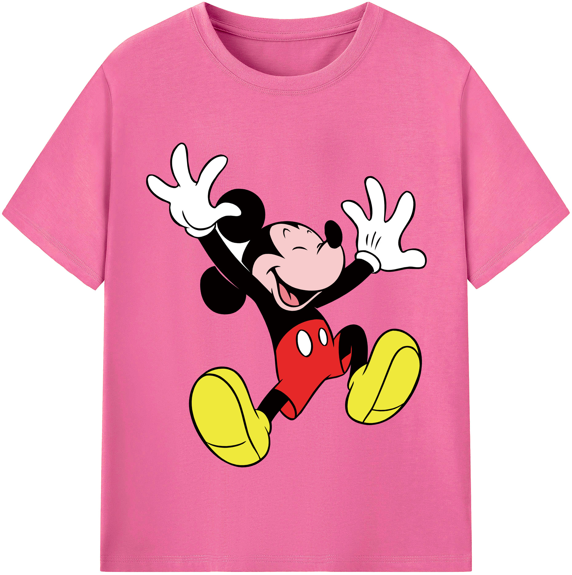 （画像用） ミッキーマウス Mickey Mouse レディースカジュアルプリントTシャツ（綿100％）